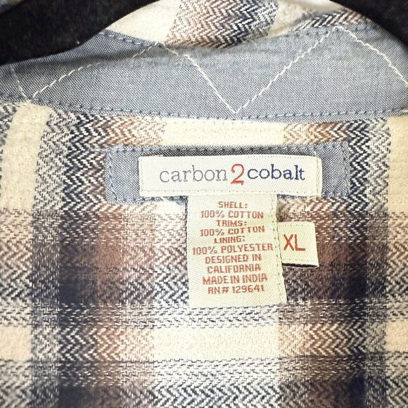 Carbon2Cobalt Jacket Men's XL White Brown Plaid Button Up Pockets 100% Cotton - Picture 5 of 11